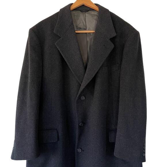 Mark Shale Cashmere Overcoat Charcoal Black Button Down Business Dress Coat 46R - Picture 2 of 16